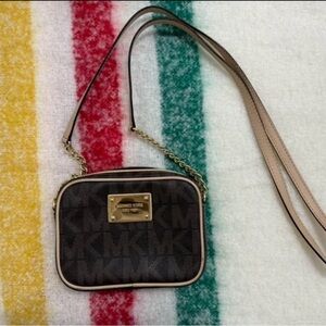 Michael Kors Brown and Cream Crossbody Bag